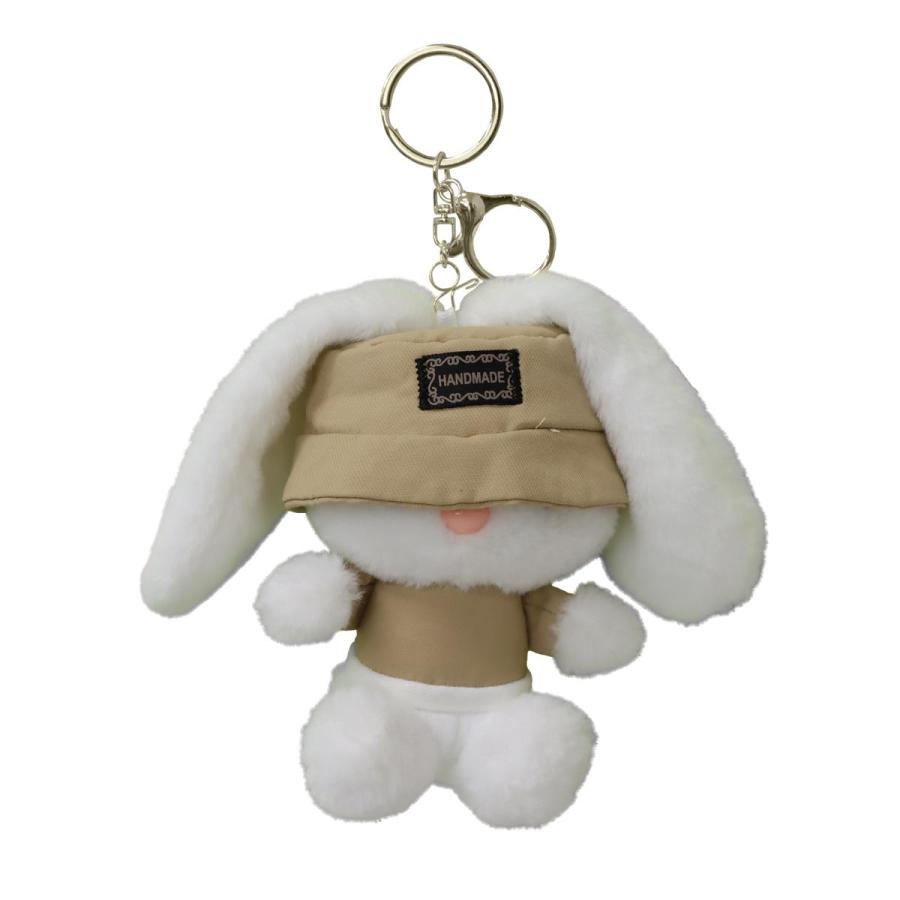 DJラビット キーホルダー 3色セット ぬいぐるみ風 ふわふわ手触り 帽子