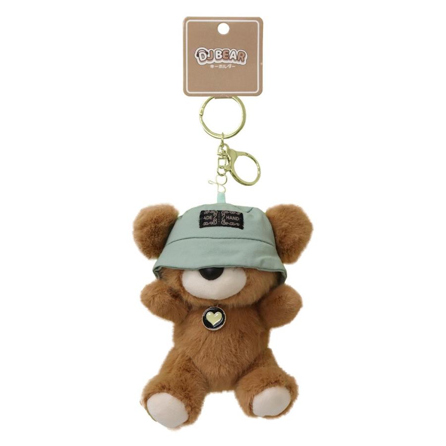 DJベア キーホルダー 4色セット ふわふわ手触り クマのぬいぐるみ風
