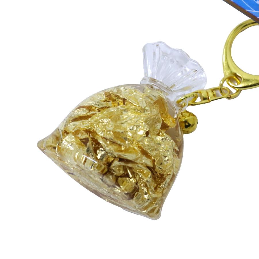 幸運の巾着 キーホルダー ナスカン KH 金箔風 ゴールド 開運グッズ 603