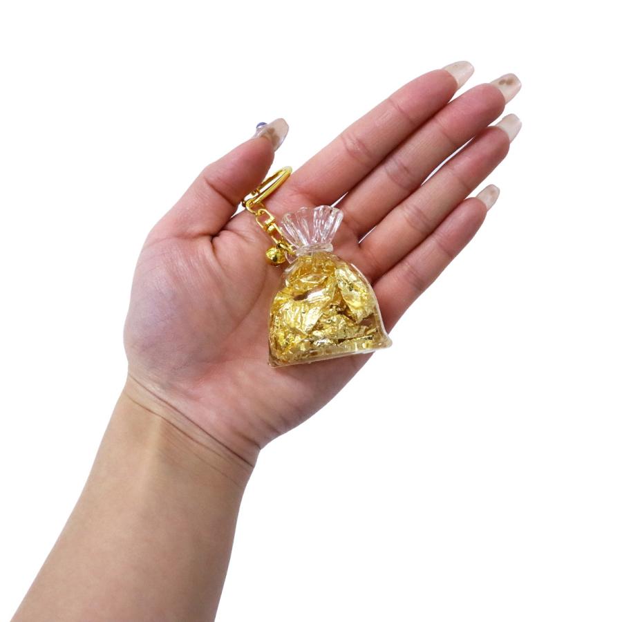 幸運の巾着 キーホルダー ナスカン KH 金箔風 ゴールド 開運グッズ 603
