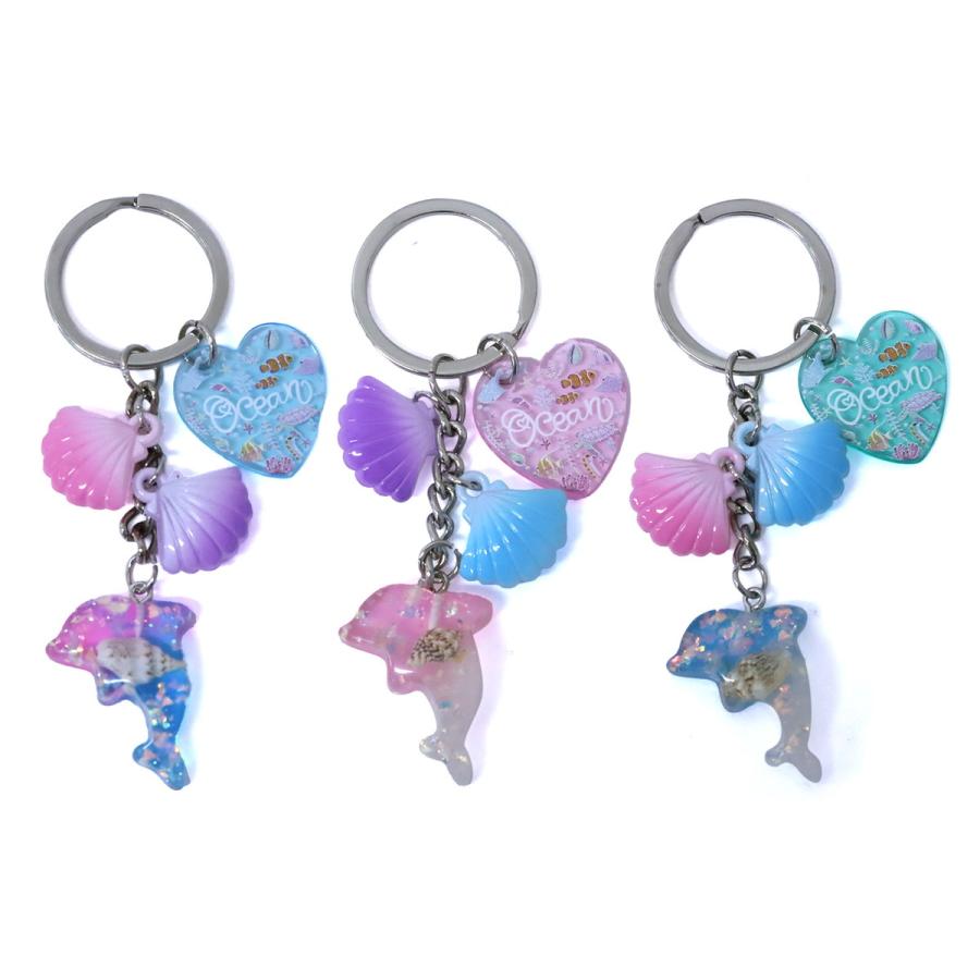 アクアシェルチャームキーホルダー ドルフィン オーシャン 3色セット