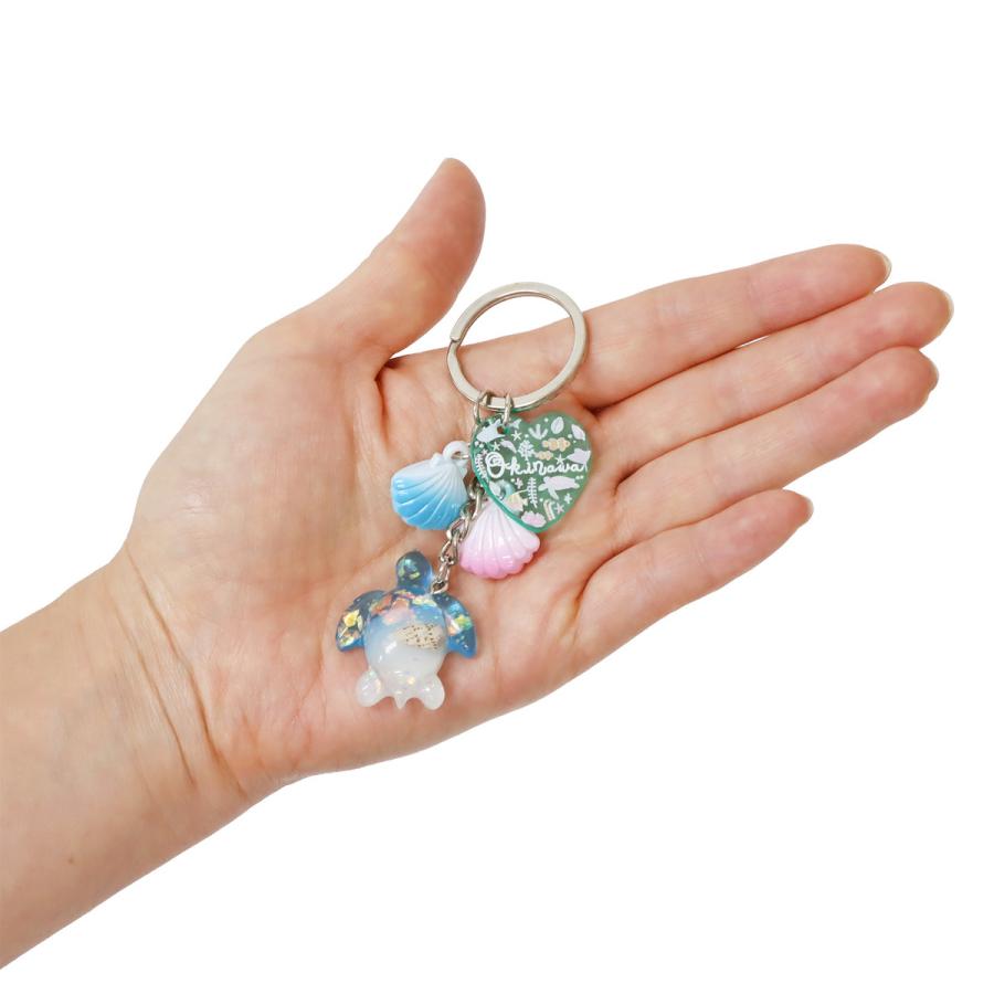 アクアシェルチャーム キーホルダー ウミガメ 沖縄 3色セット プレート