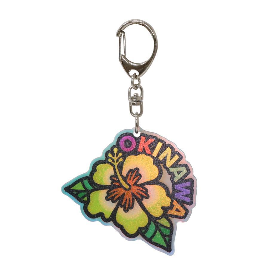 稀少！激レア！ALBA ROSA ハイビスカス キーホルダー　ストラップ 日本製 アクリルオーロラダイカット キーホルダー 沖縄 ハイビスカス 4