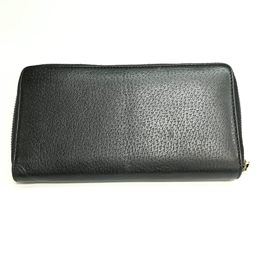 GG 質屋出品【GUCCI】グッチ ラウンドジップ 長財布 レザー ブラック