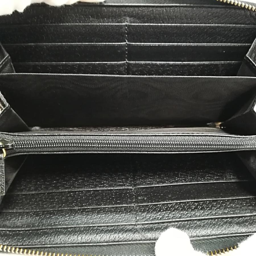 GG 質屋出品【GUCCI】グッチ ラウンドジップ 長財布 レザー ブラック