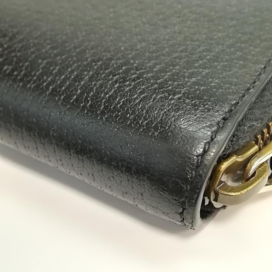 GG 質屋出品【GUCCI】グッチ ラウンドジップ 長財布 レザー ブラック