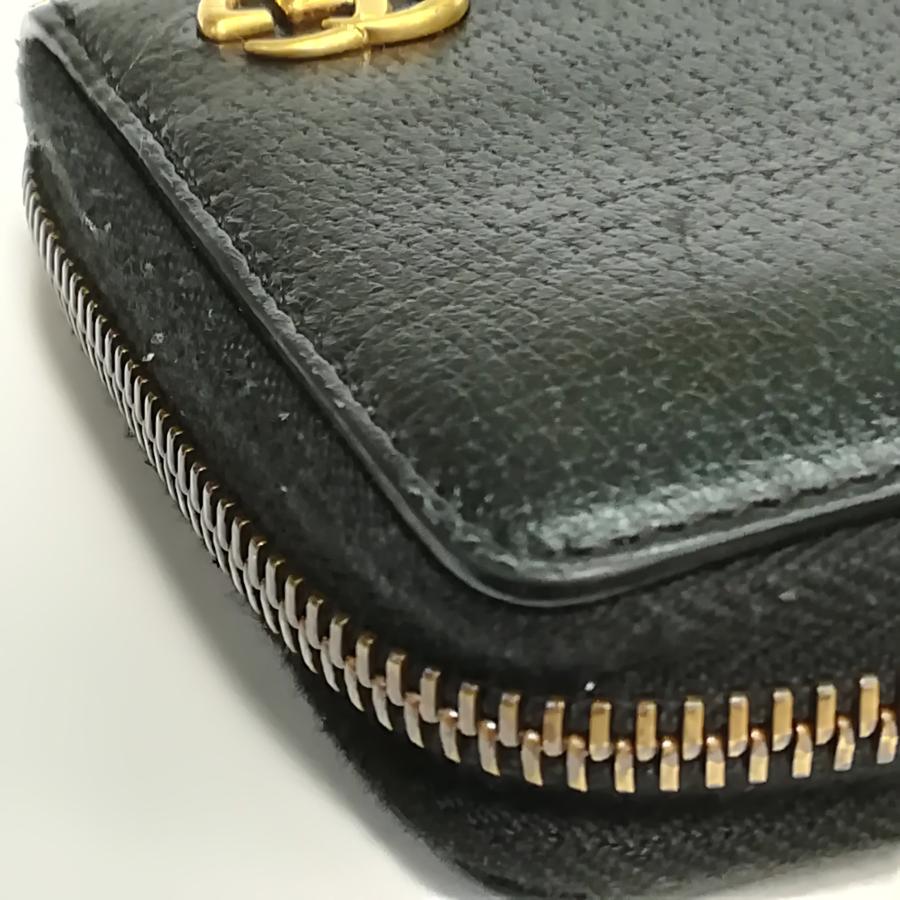 GG 質屋出品【GUCCI】グッチ ラウンドジップ 長財布 レザー ブラック