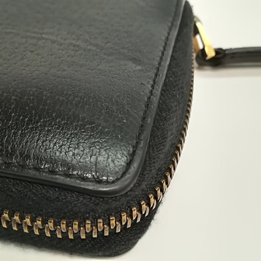 GG 質屋出品【GUCCI】グッチ ラウンドジップ 長財布 レザー ブラック