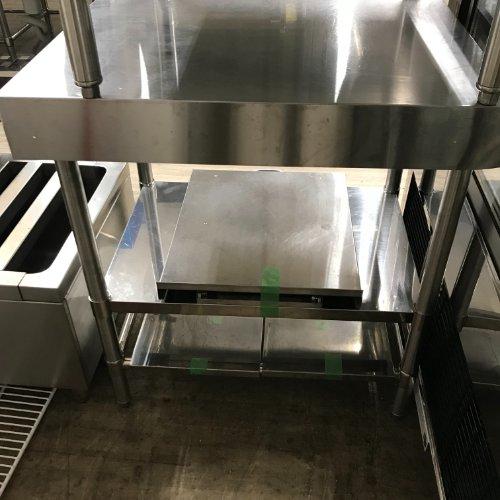 作業台 中棚付き 炊飯スライド台車付き BGなし 業務用 中古/送料別途見積の画像