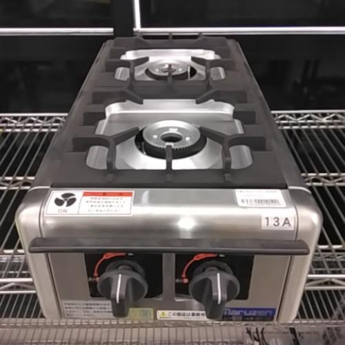 2口卓上ガスコンロ マルゼン M-822DC 都市ガス 業務用 中古/送料別途