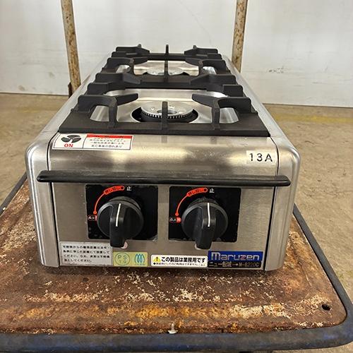 2口卓上ガスコンロ マルゼン M-822DC 都市ガス 業務用 中古/送料別途