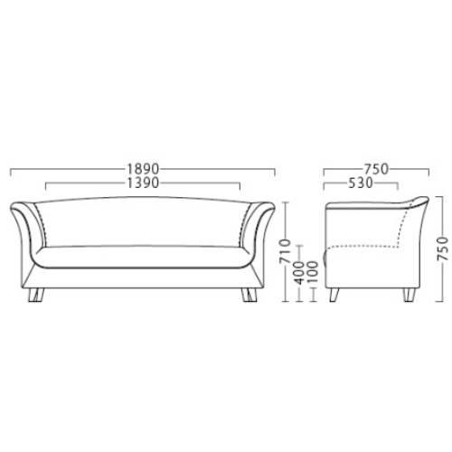 31478-H【プロシード】マーズBR 3P W1890 幅1890×奥行750×高さ750 (座面迄の高さ400)(mm)/業務用/新品/送料無料_1