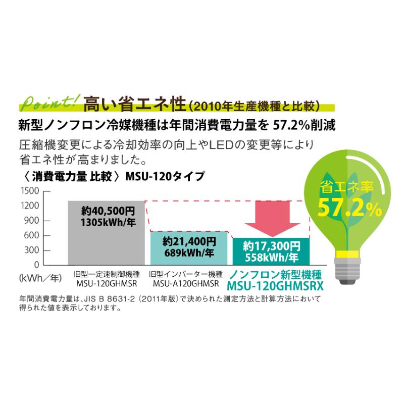 業務用/新品/フクシマガリレイ/リーチインショーケース(スライドタイプ・奥行450・外装:木目) MSU-120GHMSRX /送料無料の画像