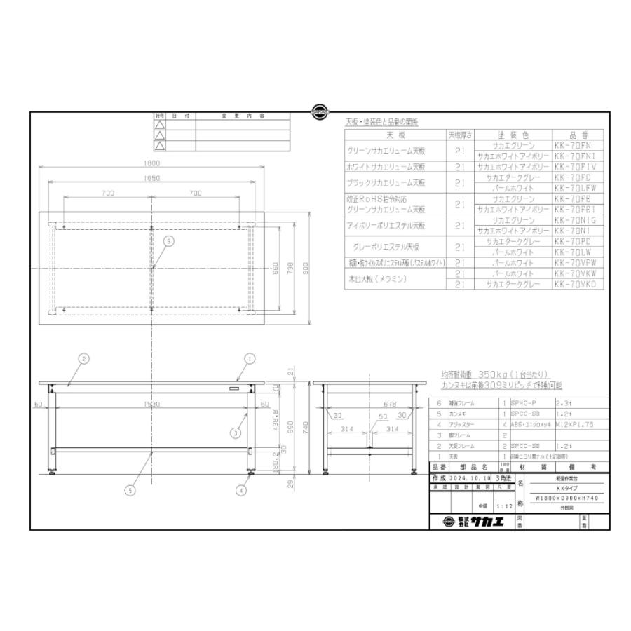 40271 【サカエ】軽量作業台KKタイプ(木目天板仕様) KK-70MKD 幅1800×奥行900×高さ740(mm) /業務用/新品/送料無料_1