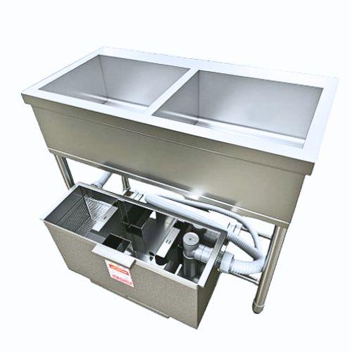 2GT-945【テンポス】グリストラップ付二槽シンク バックガードなし 幅