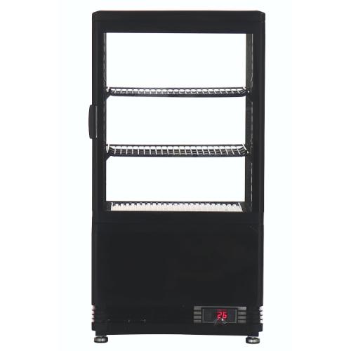 テンポスオリジナル】TB4面ガラス冷蔵ショーケース 58L 黒 TBSC4-058