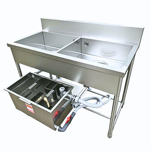 テンポス】グリストラップ付二槽シンク 2GT-126 幅1200×奥行600×高さ