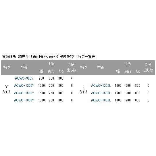 ACWO-1800Y【東製作所】両面引き出し付き調理台 幅1800×奥行750×高さ800mm【業務用/新品/送料別】_1