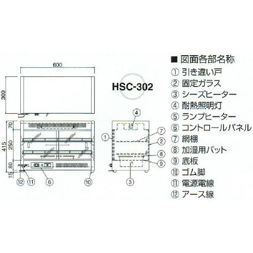 ニチワ　ホットショーケース　HSC-302　幅600×奥行300×高さ415mm