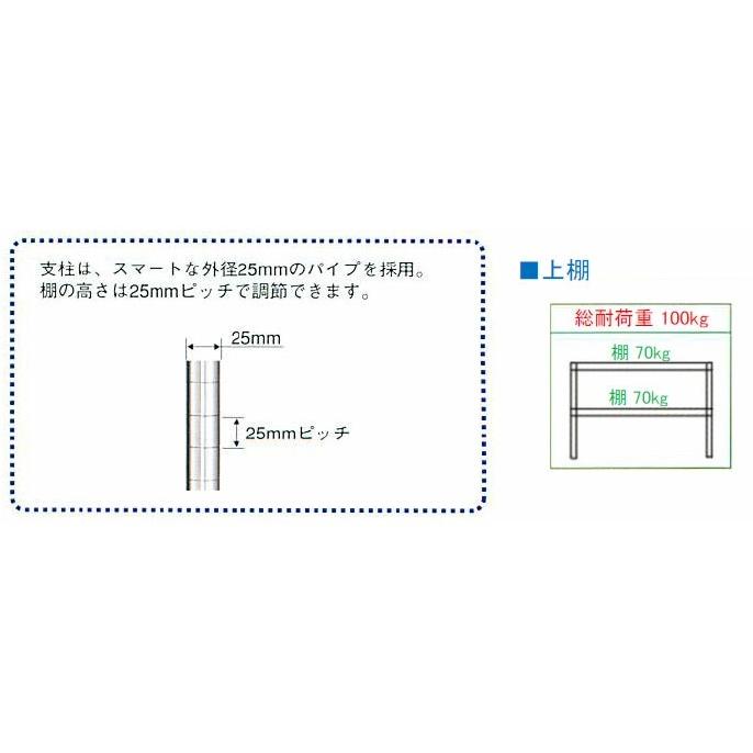 シンコー 業務用　上棚 幅1200&times;奥行300&times;高さ800 U2-12030-800 (送料無料)(業務用)