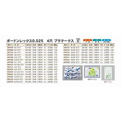 福助工業　ボードンレックス0.025　No.28-41　プラマーク入り　1ケース(3000枚）　4穴