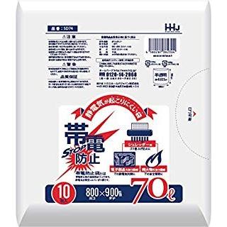 HHJ 帯電防止 ポリ袋 70L 透明 0.035mm 300枚 10枚×30冊入 SD74 シュレッダー用