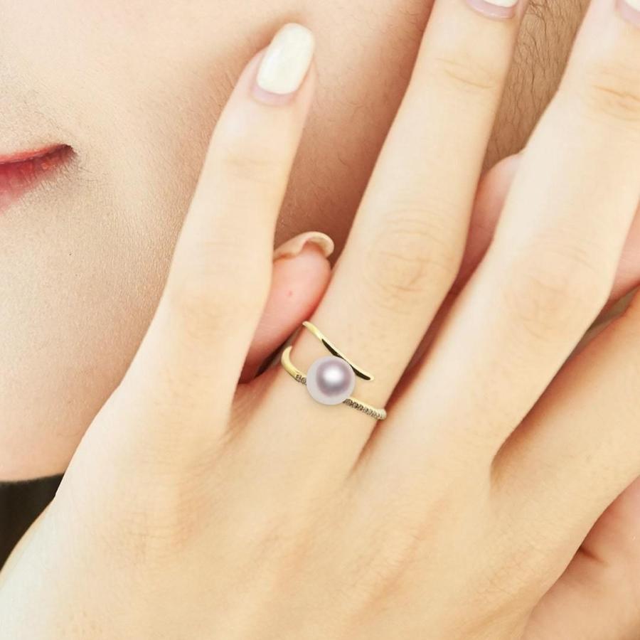 真珠 リング K18 7.0mm ダイヤ0.12ct 指輪 あこや アコヤ 宇和島 