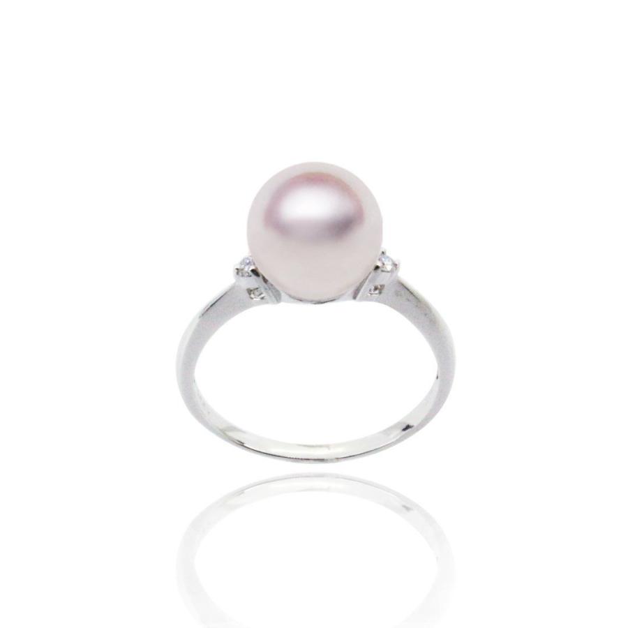真珠 リング Pt 8.5mm ダイヤ0.04ct プラチナ 指輪 あこや アコヤ 