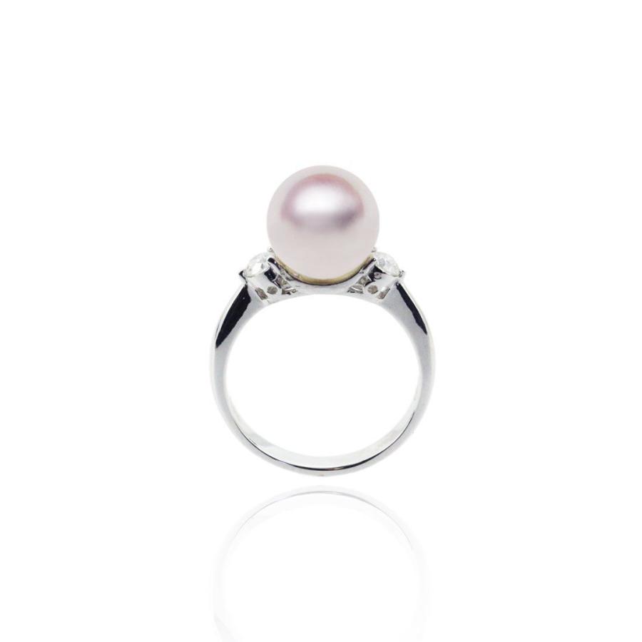 真珠 リング Pt 9.5mm ダイヤ0.34ct プラチナ 指輪 あこや アコヤ  
