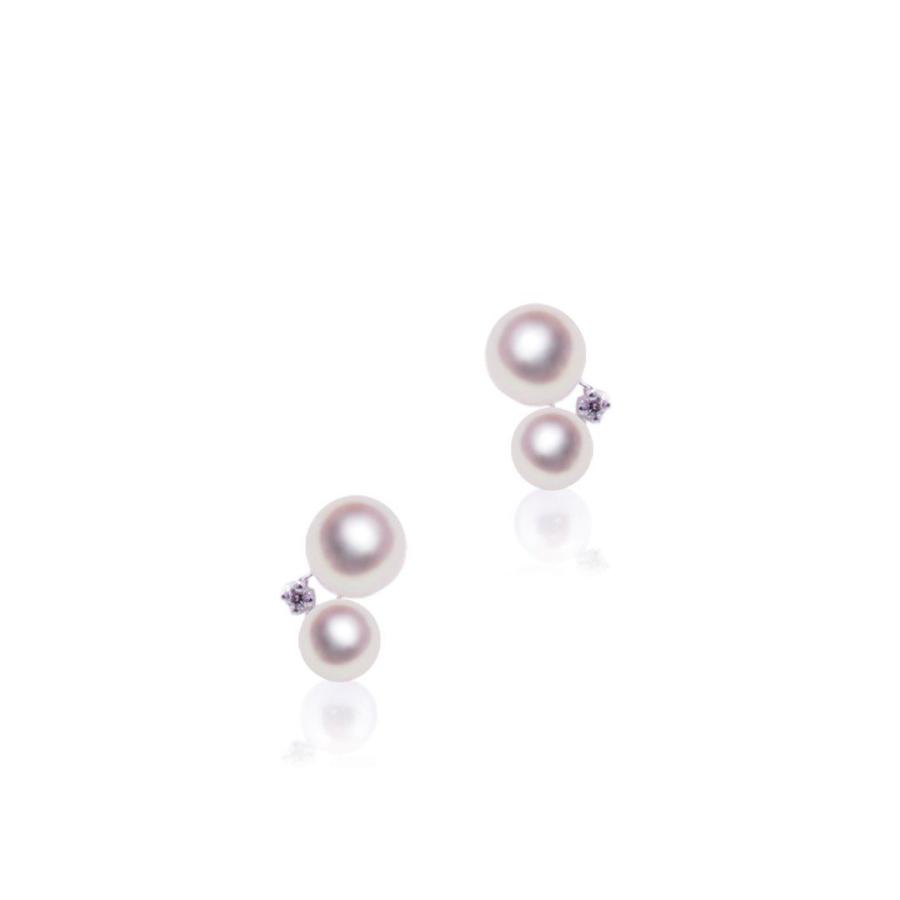 真珠 ピアス K18WG 4.0〜6.0mm ダイヤ0.02ct あこや アコヤ 宇和島 