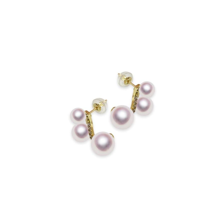 真珠 ピアス K18 4.5〜7.0mm ダイヤ0.10ct あこや アコヤ 宇和島