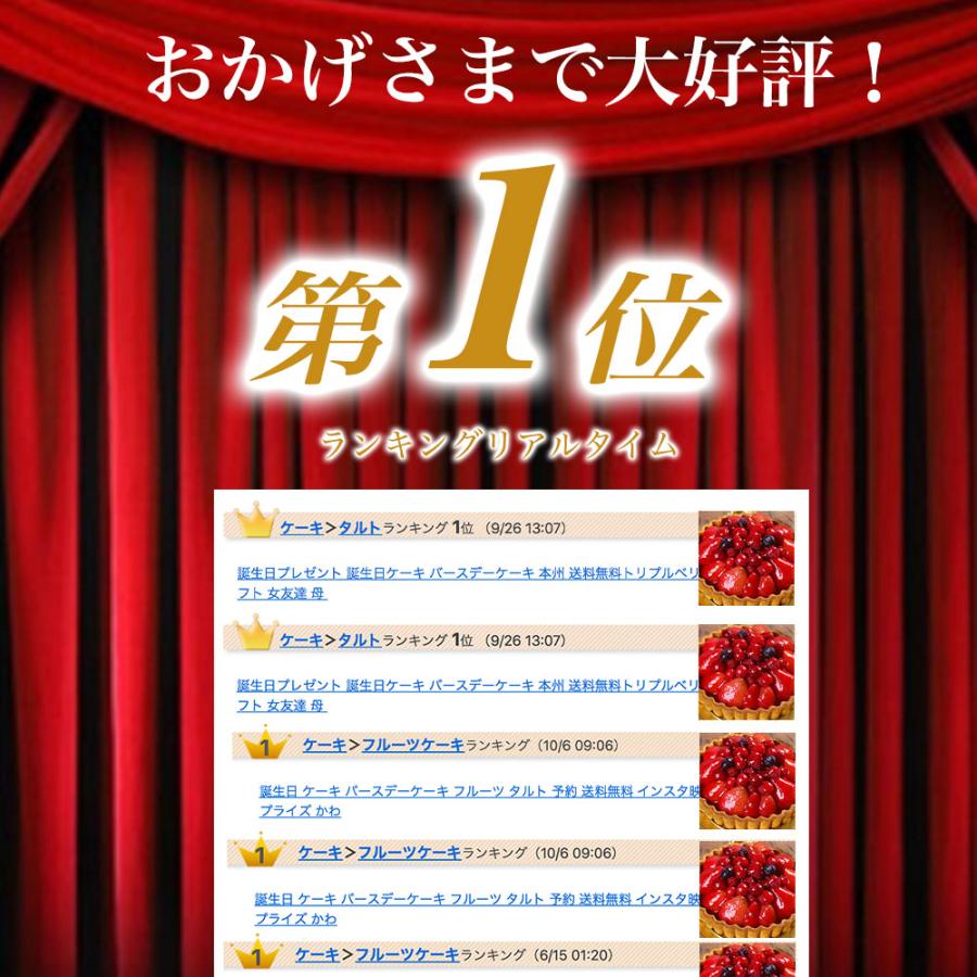 誕生日ケーキ バースデーケーキ 宅配 子供 高級 苺 フルーツ タルト おしゃれ 人気 インスタ映え 美味しい 大人 冷凍 トリプル ベリー タルト 5号 4人 6人 | 天使のおくりもの | 02