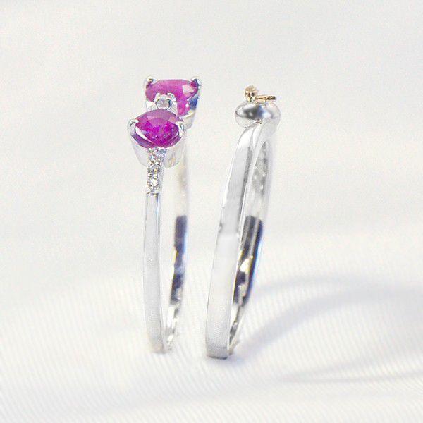 天使の卵 直営店 リング 指輪 シルバー 誕生石 ハート リボン ダイヤモンド ２連シルバーリング 天使8212 彼女 妻 夏の画像