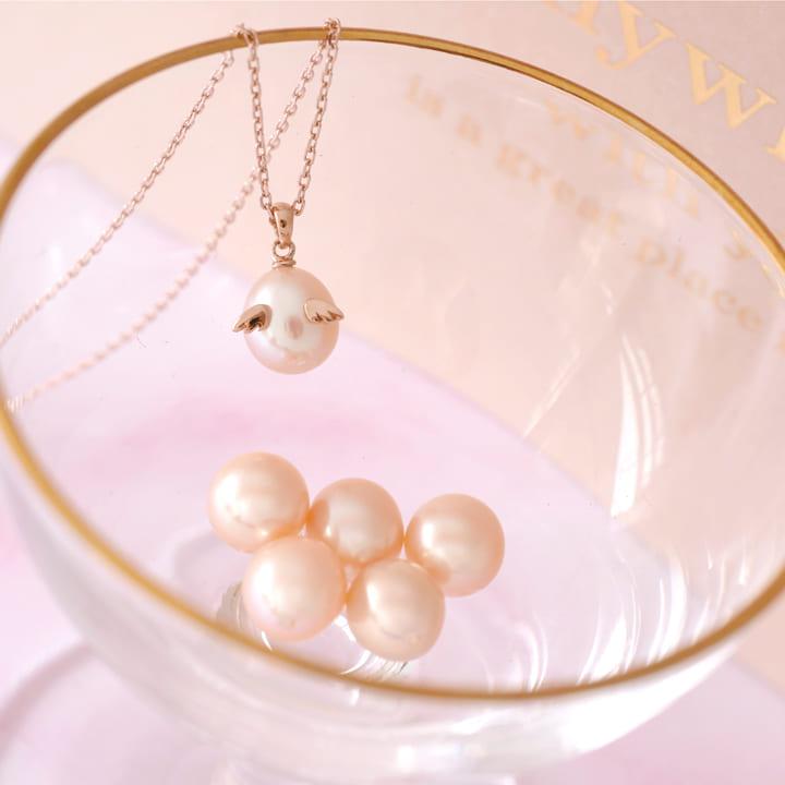 【美品】真珠ネックレス ピンク系 箱付き　パールネックレス　お値下げ可能 決算1500円クーポン 天使の卵 直営店 ネックレス レディース 天然