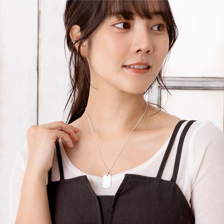 ドッグタグ ペア ネックレス シルバー IDタグ プレート 刻印 誕生石