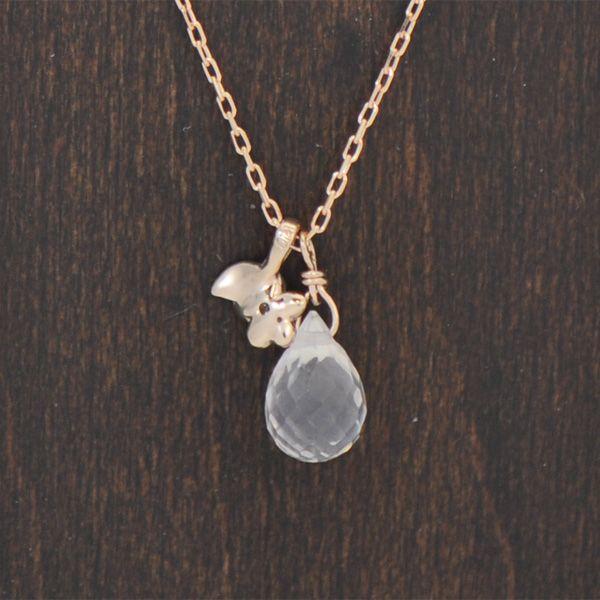 ネックレス K10 ピンクゴールド ダイヤモンド ローズクォーツ ドロップ