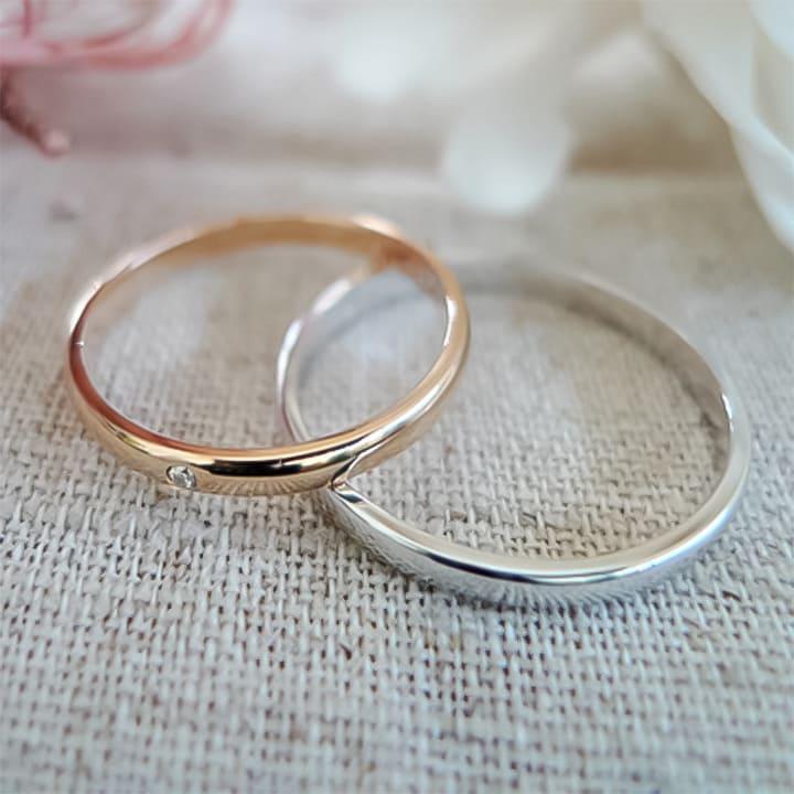 リング レディース K10 K18 プラチナ  LSR0601DPK Lovers & Ring 素材が選べるリング 彼女 妻 夏の画像