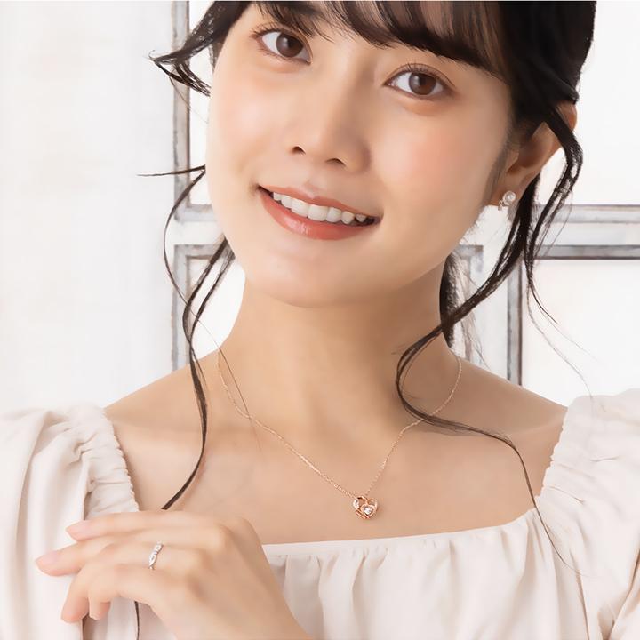 ネックレス レディース ハート ダンシングストーン オープンハート