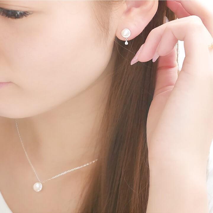 ネックレス ピアス セット レディース 三日月 パール MIP1181WEB-SET01 彼女 妻 夏の画像