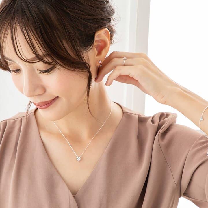 ネックレス レディース ダンシングストーン 猫 ネコ シルバー K10 誕生石 MIP1198WTN 彼女 妻 誕生日 プレゼント ギフト