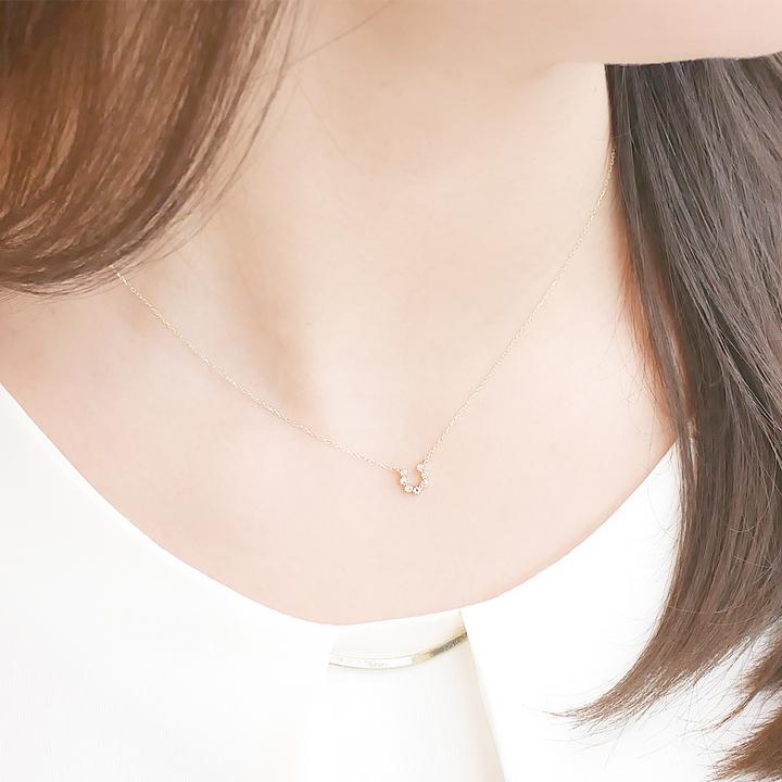 K10 10金 ネックレス レディース ダイヤモンド 馬蹄 ホースシュー RITA 