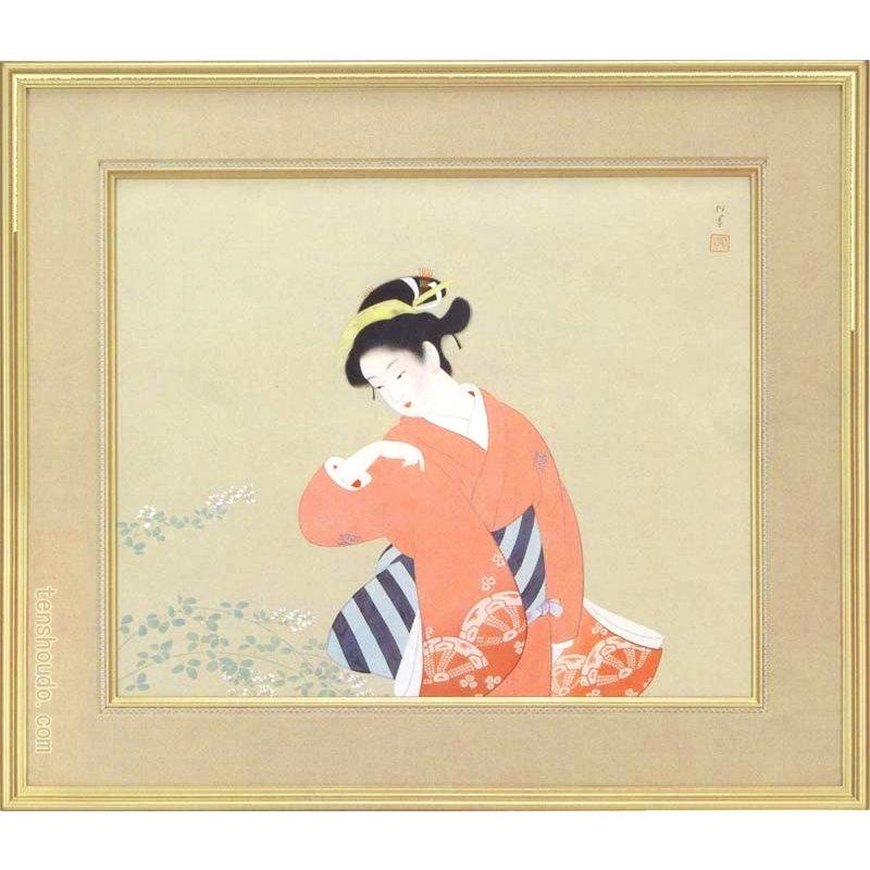 上村松園 図画  『初秋』  【書きうつす】【芸術刷り上げる】【はやりっ児】【うつり変わり特寸】 日本画-美術、工芸品