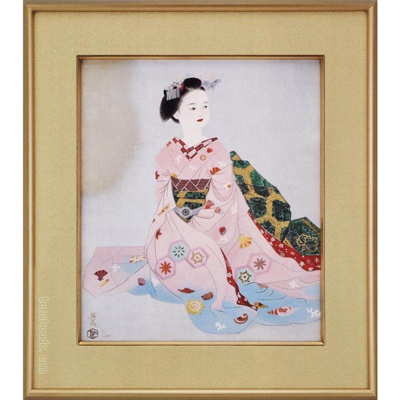 【真作】絵画　日本画6号　紅衣の佳人　美人画　上品な和装女性　W106 真作】絵画 日本画6号 紅衣の佳人 美人画 上品な和装女性 W106