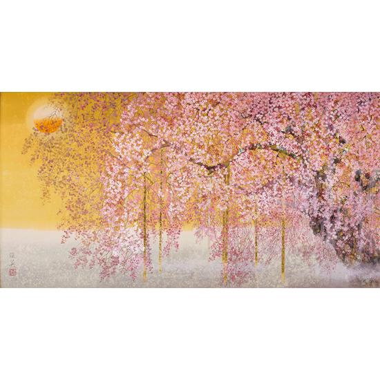 西田俊英　絵画　近衛桜 日月（左隻） （このえざくらじつげつ・させき）　　【複製】【美術印刷】【巨匠】【変型特寸】【桜】｜tenshoudo｜04