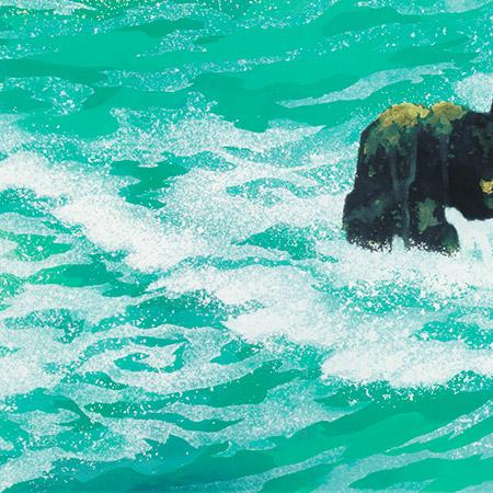 東山魁夷　絵画　満ち来る潮(みちくるうしお)　送料無料　【複製】【美術印刷】【巨匠】【変型特寸】_1