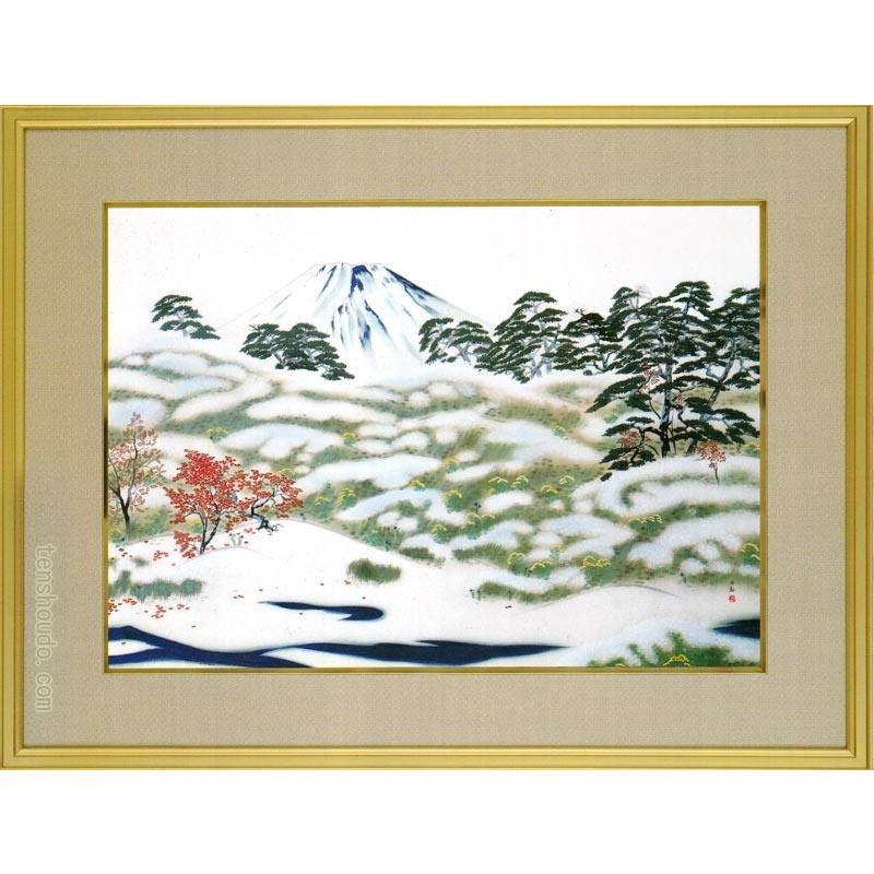 ●横山大観「秋之霊峰」大きい絵画 額装品　オブジェ アート作品 インテリア額絵 オフィス装飾 複製画 横山大観 絵画 霊峰四趣・秋 【複製】【美術印刷】【巨匠】【富士