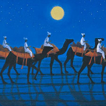 シルクロードを行くキャラバン・西・月　　平山郁夫作 平山郁夫 絵画 シルクロードを行くキャラバン西・月 【複製】【美術