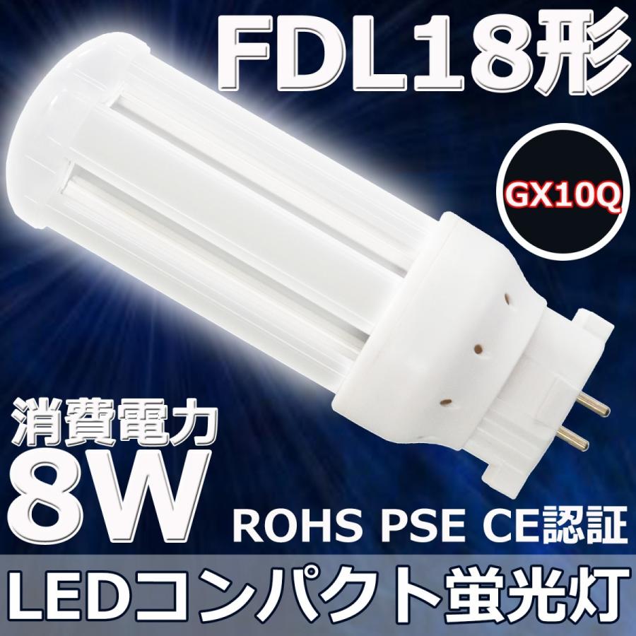 FDL18EX-L/W/N/D FDL18形対応 LEDコンパクト蛍光灯 GX10Q 8W 高輝度