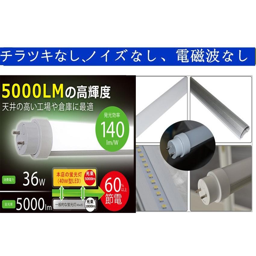 【5000LM高輝度日本製ledチップを採用 高効率140lm/W】40形LED直管蛍光灯 hf32ｗ形LED蛍光灯 LED40形 1198mm 120cm 36W G13口金 高演色 電磁波ノイズ対策済み｜tentenledjpn｜02