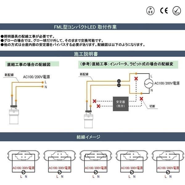 FML18EX FML18形対応 LEDコンパクト蛍光灯 GX10Q兼用口金 消費電力18W→9W 50％省エネ 超高輝度160lm/w ビーム角210度 LEDツイン蛍光灯 LED電球   色選択｜tentenledjpn｜08